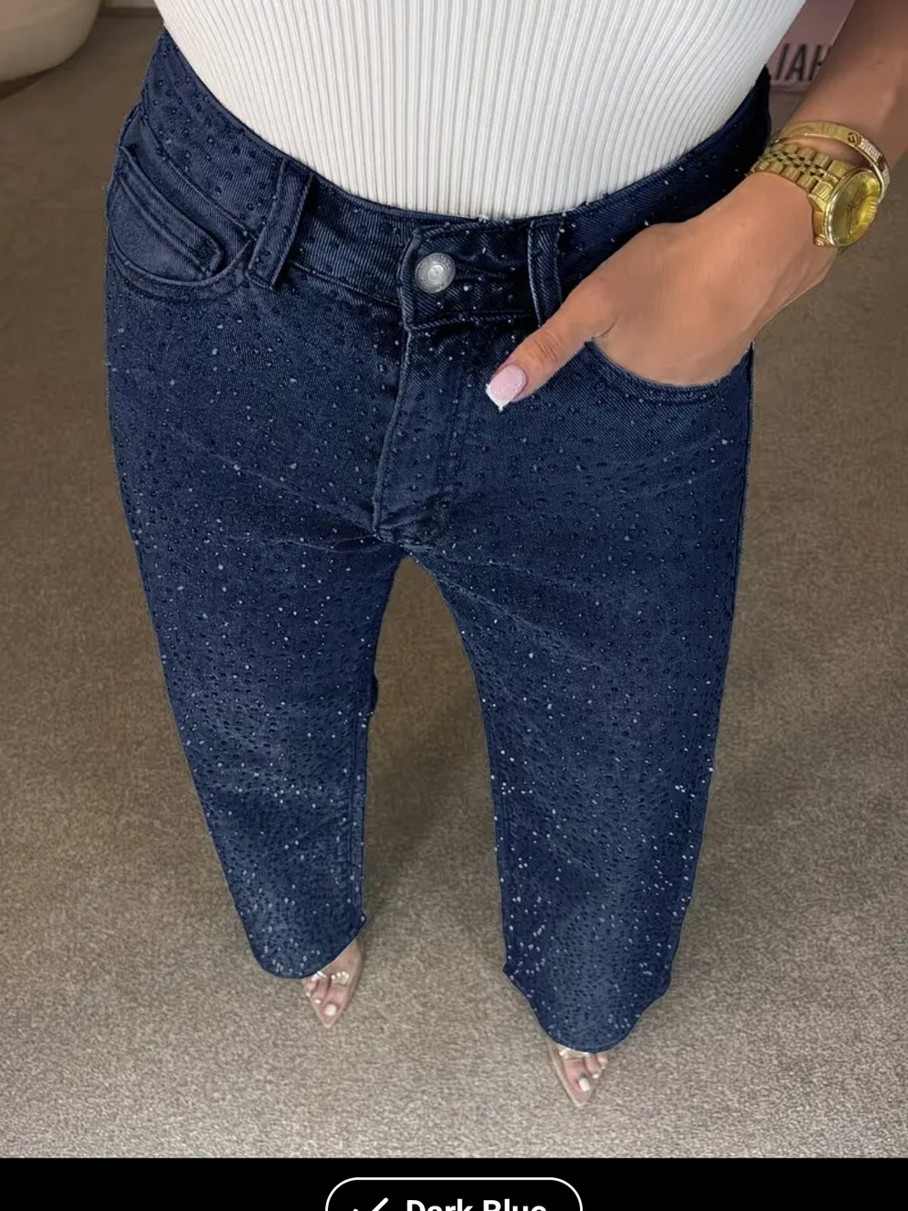 Dark Blue Embellished Women’s Jeans